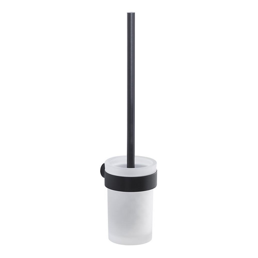 Gedy - Toaletborste med vägghängare PIRENEI matt svart/glas satin
