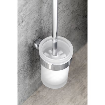 Gedy - Toaletborste med vägghängare PIRENEI skinande krom/glas satin