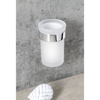 Gedy - Toaletborste med vägghängare PIRENEI skinande krom/glas satin