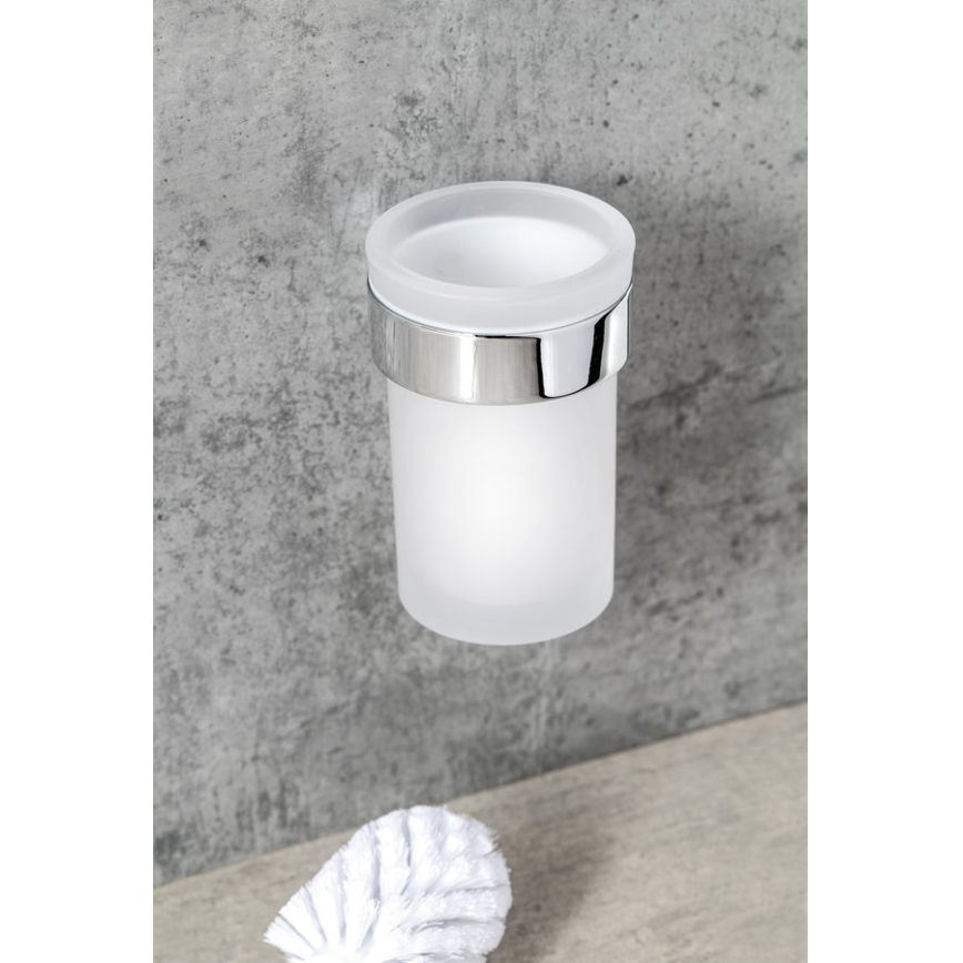 Gedy - Toaletborste med vägghängare PIRENEI skinande krom/glas satin