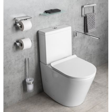 Gedy - Toaletborste med vägghängare PIRENEI skinande krom/glas satin
