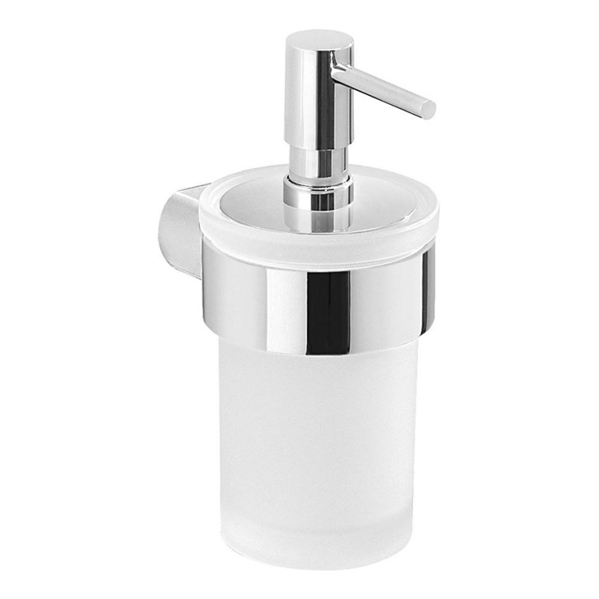 Gedy - Tvålpump för vägg PIRENEI 110 mm mjölkig glas/skinande krom