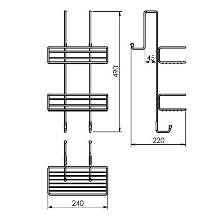 Gedy - Väggmonterad duschhylla CHROM LINE 49x24 cm matt svart