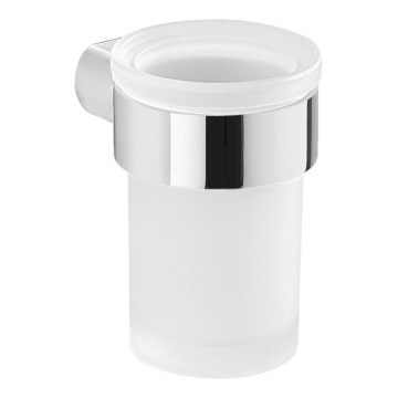 Gedy - Väggmonterad tandborstehållare PIRENEI mjölkig glas/skinande krom