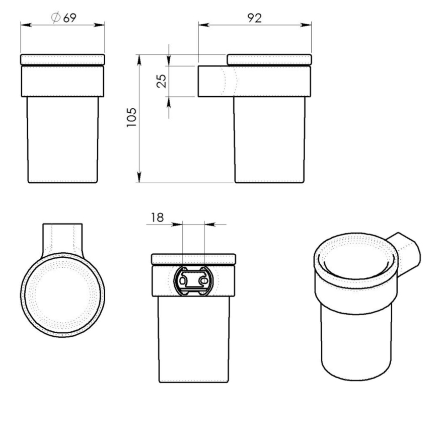 Gedy - Väggmonterad tandborstehållare PIRENEI mjölkig glas/skinande krom