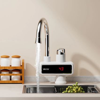 Genomströmningsvärmare med LED display 3000W/230V IPX4 vit