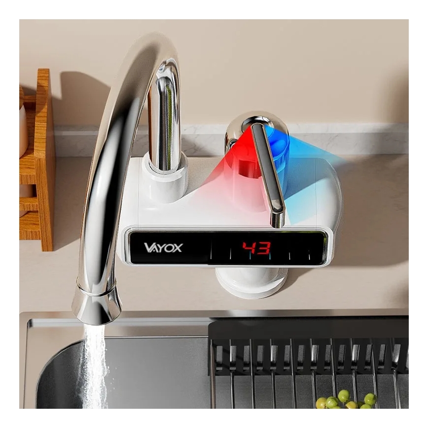 Genomströmningsvärmare med LED display 3000W/230V IPX4 vit