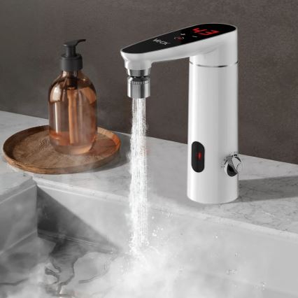 Genomströmningsvärmare med touch med sensor och LED display 3000W/230V IPX4 vit