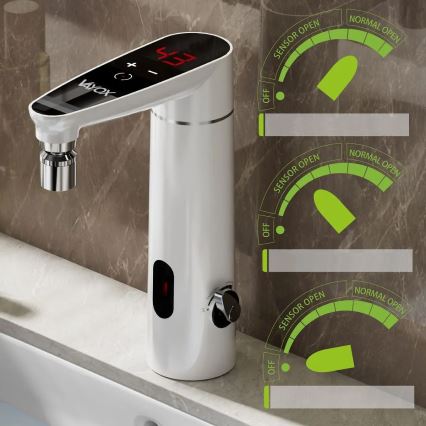 Genomströmningsvärmare med touch med sensor och LED display 3000W/230V IPX4 vit
