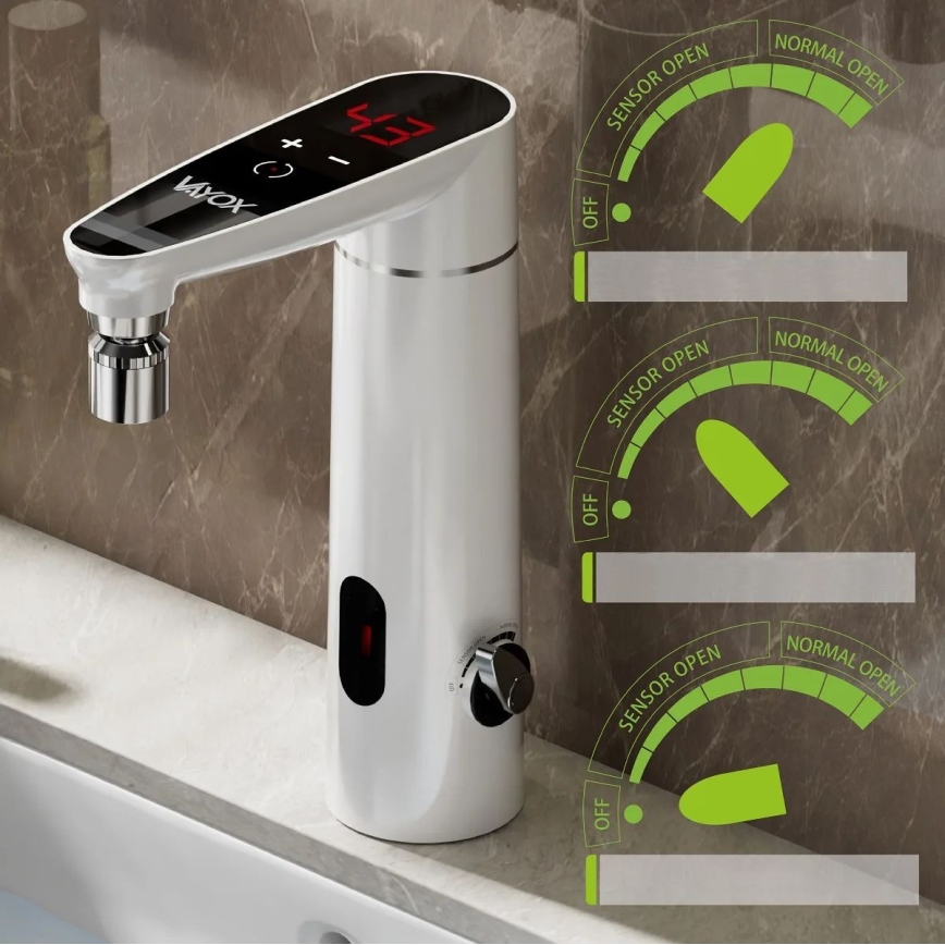 Genomströmningsvärmare med touch med sensor och LED display 3000W/230V IPX4 vit