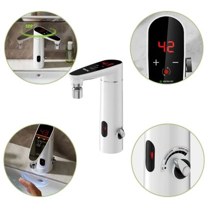 Genomströmningsvärmare med touch med sensor och LED display 3000W/230V IPX4 vit