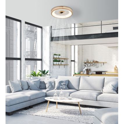 Globo - LED Dimbar taklampa med fläkt LED/30W/230V 2700-6500K brun + fjärrkontroll