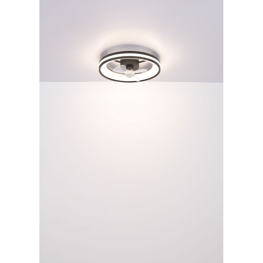 Globo - LED Dimbar taklampa med fläkt LED/30W/230V 2700-6500K svart + fjärrkontroll