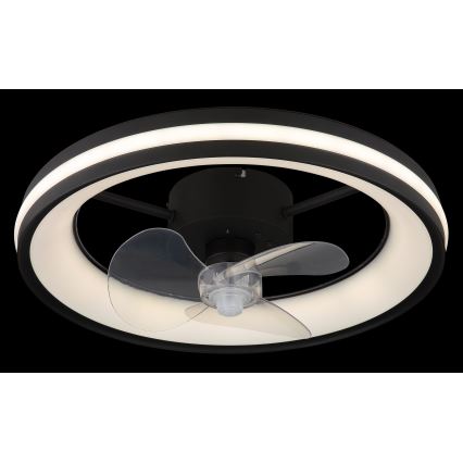 Globo - LED Dimbar taklampa med fläkt LED/30W/230V 2700-6500K svart + fjärrkontroll