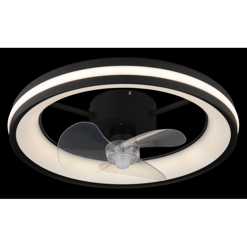 Globo - LED Dimbar taklampa med fläkt LED/30W/230V 2700-6500K svart + fjärrkontroll