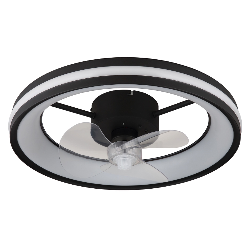 Globo - LED Dimbar taklampa med fläkt LED/30W/230V 2700-6500K svart + fjärrkontroll