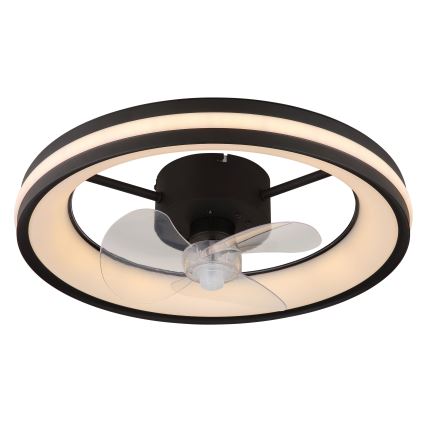 Globo - LED Dimbar taklampa med fläkt LED/30W/230V 2700-6500K svart + fjärrkontroll