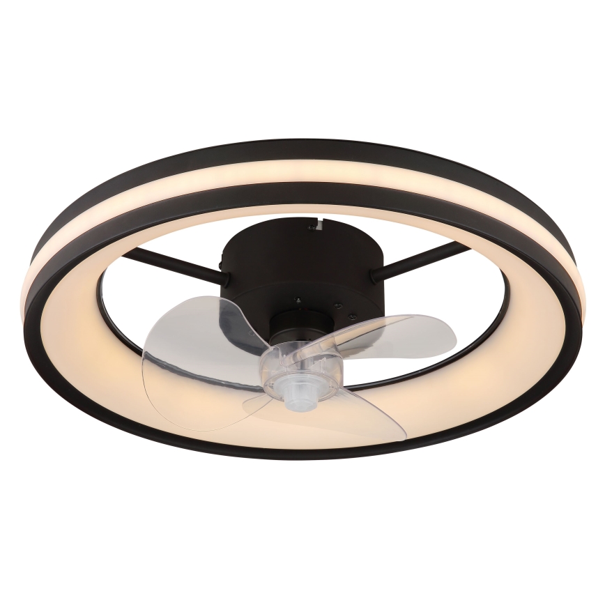 Globo - LED Dimbar taklampa med fläkt LED/30W/230V 2700-6500K svart + fjärrkontroll