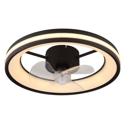 Globo - LED Dimbar taklampa med fläkt LED/30W/230V 2700-6500K svart + fjärrkontroll