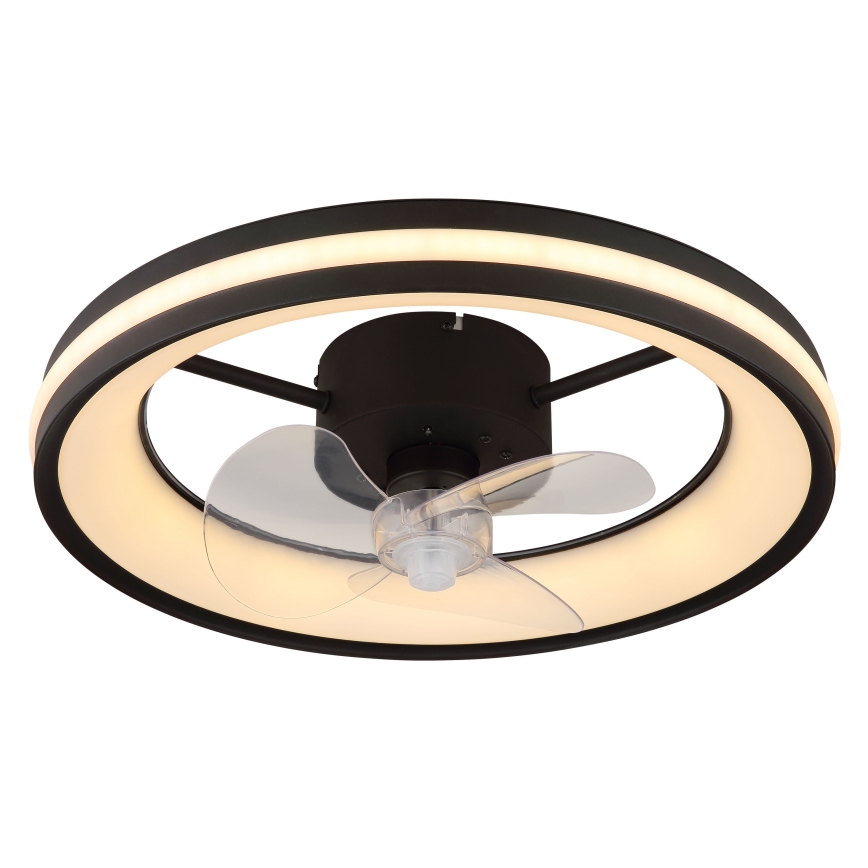 Globo - LED Dimbar taklampa med fläkt LED/30W/230V 2700-6500K svart + fjärrkontroll