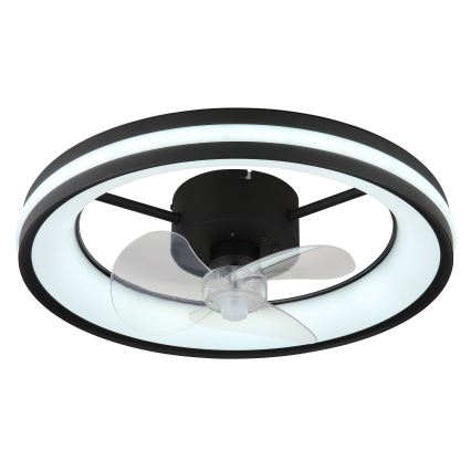 Globo - LED Dimbar taklampa med fläkt LED/30W/230V 2700-6500K svart + fjärrkontroll