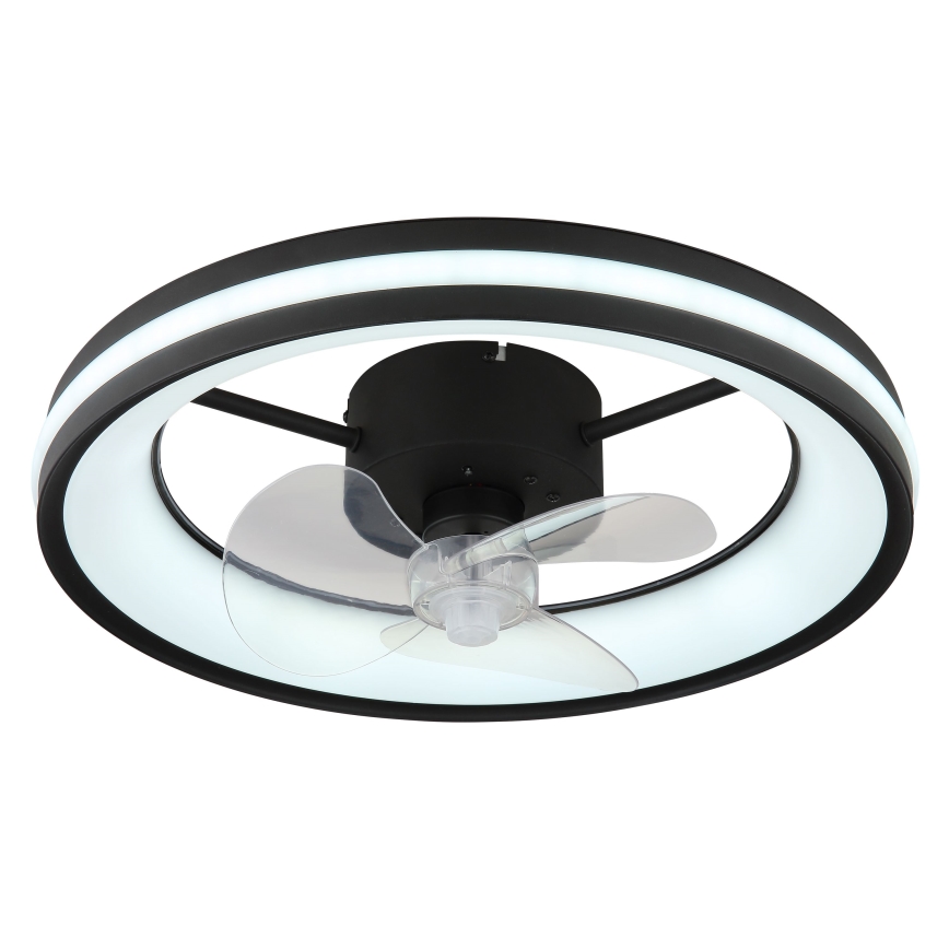 Globo - LED Dimbar taklampa med fläkt LED/30W/230V 2700-6500K svart + fjärrkontroll