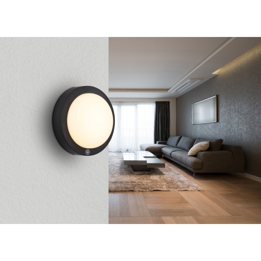 Globo - LED uppladdningsbar touch-vägglampa LED/1,2W/3,7V Ø 15 cm 1800 mAh svart