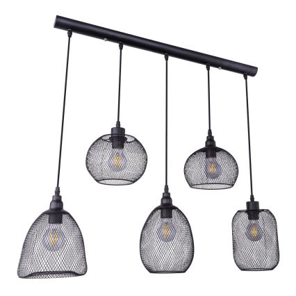 Globo - Ljuskrona med textilsladd 5xE27/60W/230V