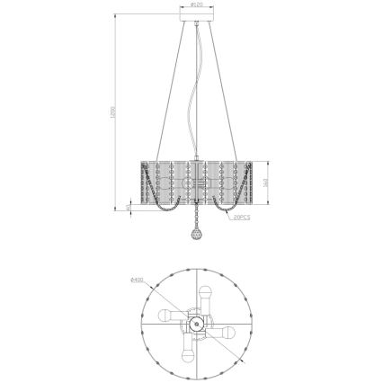 Globo 15091H - Kristallkrona med snöre VäggA 4xE14/40W/230V