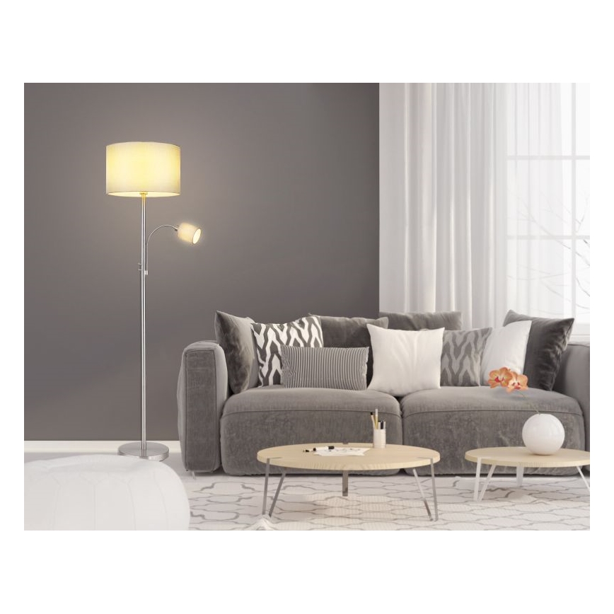 Globo 15185S4 - Golvlampa PACO 1xE27/40W/230V + 1xE14/25W