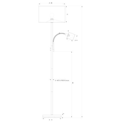 Globo 15185S4 - Golvlampa PACO 1xE27/40W/230V + 1xE14/25W
