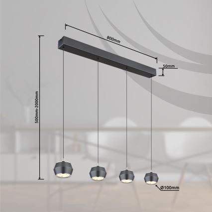 Globo - LED ljuskrona med textilsladd 4xLED/6W/230V