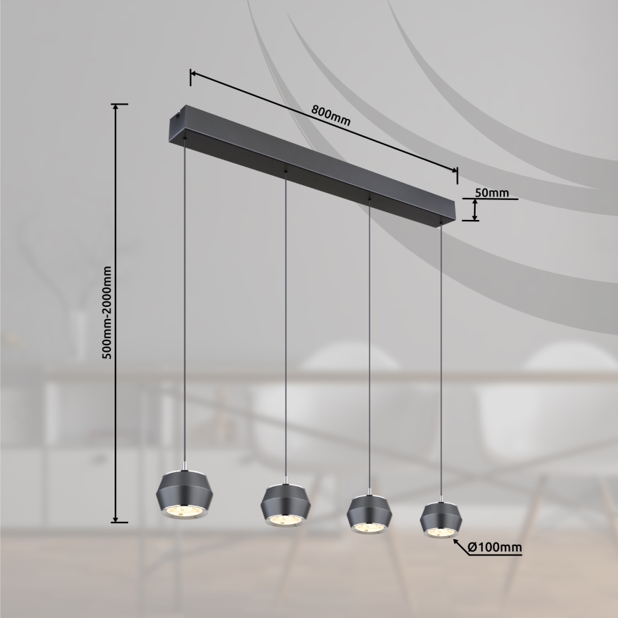Globo - LED ljuskrona med textilsladd 4xLED/6W/230V