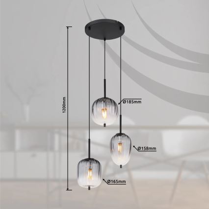 Globo - Ljuskrona med textilsladd 3xE14/40W/230V