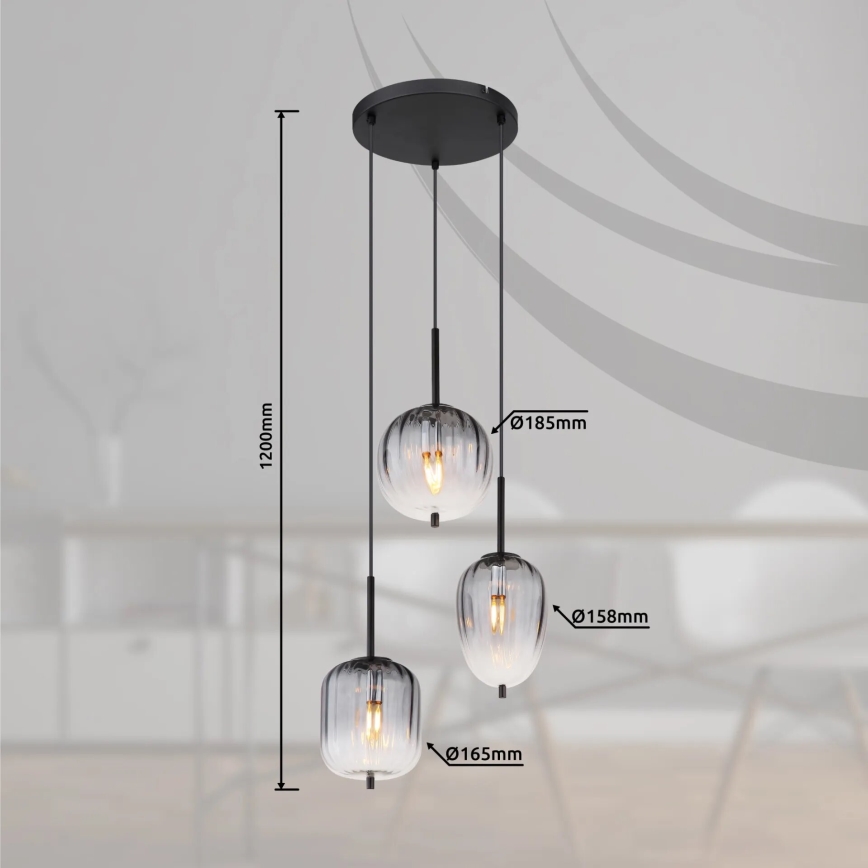 Globo - Ljuskrona med textilsladd 3xE14/40W/230V