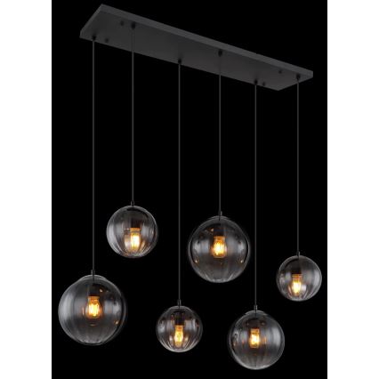 Globo - Ljuskrona med textilsladd 6xE27/60W/230V