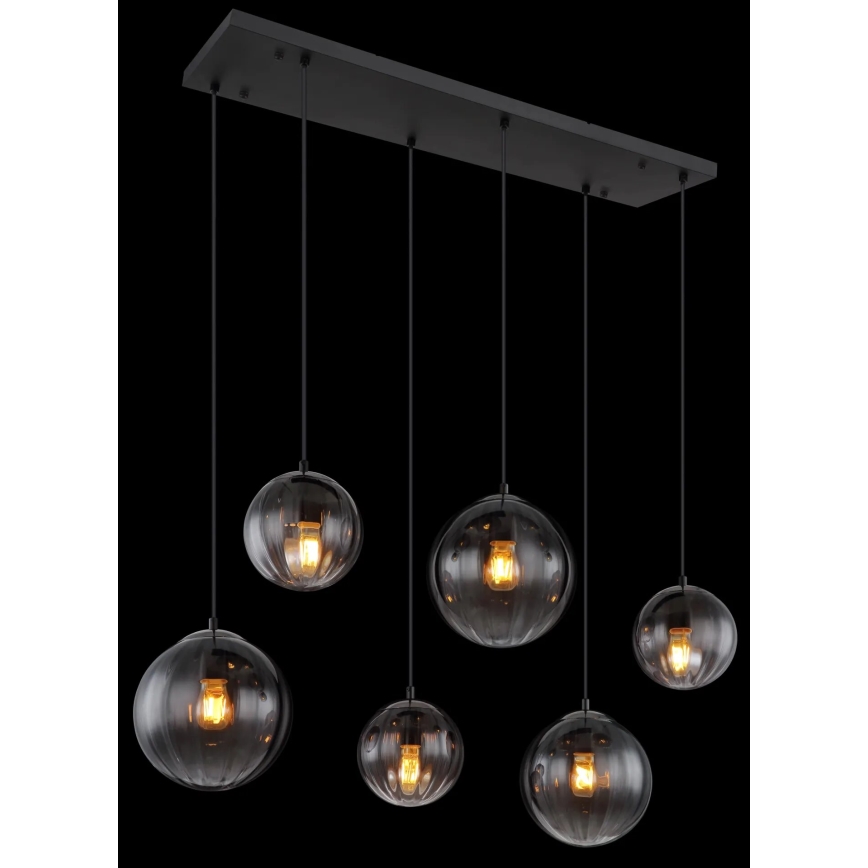 Globo - Ljuskrona med textilsladd 6xE27/60W/230V