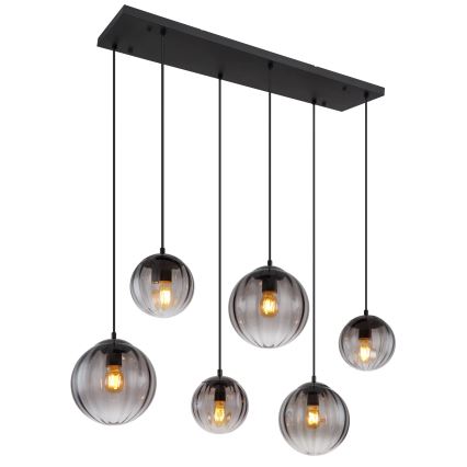 Globo - Ljuskrona med textilsladd 6xE27/60W/230V