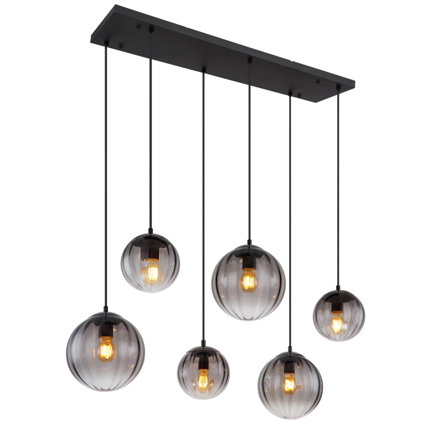 Globo - Ljuskrona med textilsladd 6xE27/60W/230V