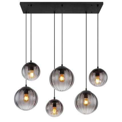 Globo - Ljuskrona med textilsladd 6xE27/60W/230V