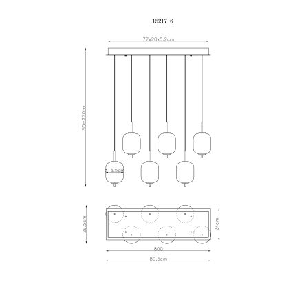 Globo - LED ljuskrona med textilsladd 6xLED/6,7W/230V