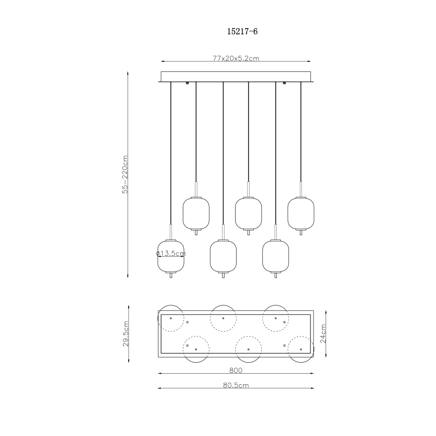 Globo - LED ljuskrona med textilsladd 6xLED/6,7W/230V