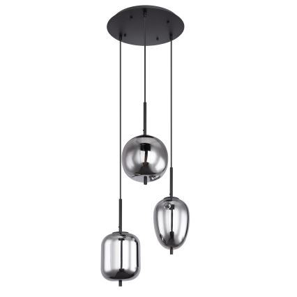 Globo 15345-3 - Ljuskrona med snöre BLACKY 3xE14/40W/230V