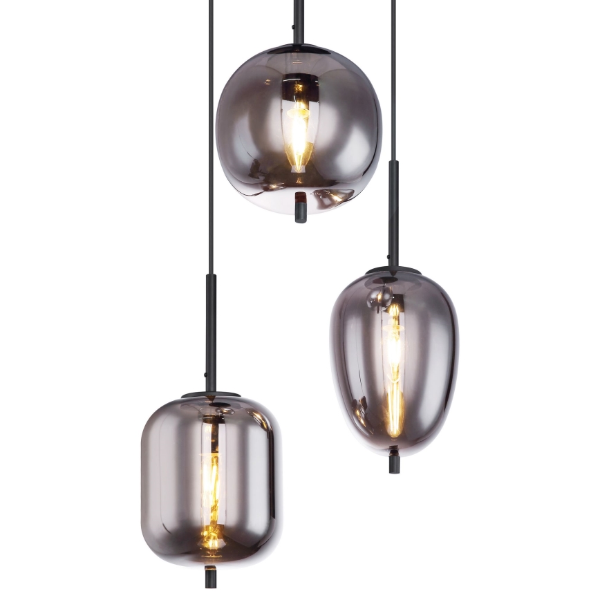 Globo 15345-3 - Ljuskrona med snöre BLACKY 3xE14/40W/230V