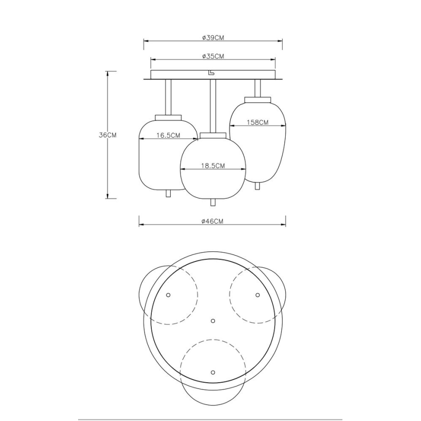 Globo - Taklampa 3xE14/40W/230V svart
