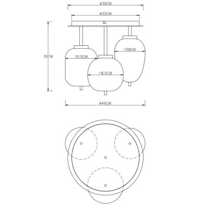 Globo - Taklampa 3xE14/40W/230V mässing