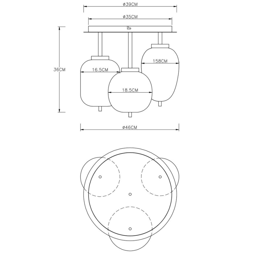 Globo - Taklampa 3xE14/40W/230V mässing
