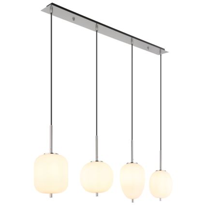 Globo - Ljuskrona med textilsladd 4xE14/40W/230V vit