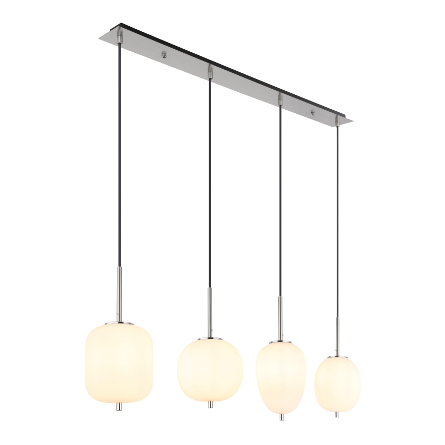 Globo - Ljuskrona med textilsladd 4xE14/40W/230V vit