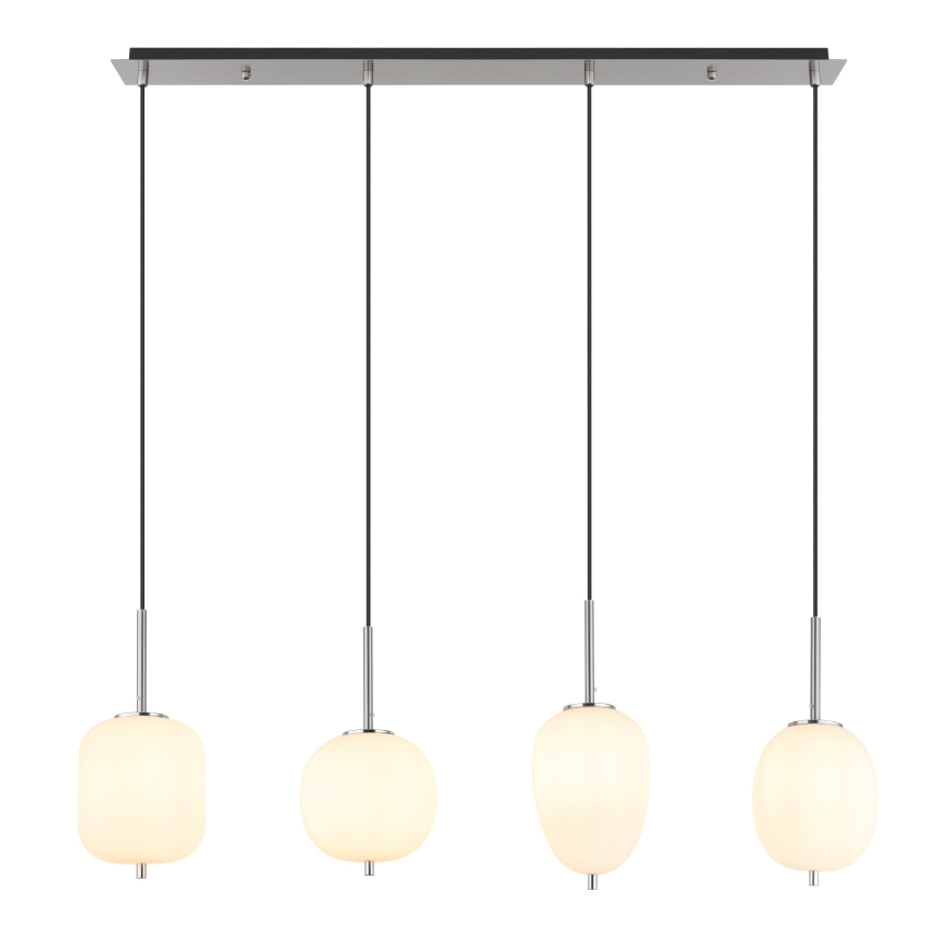Globo - Ljuskrona med textilsladd 4xE14/40W/230V vit